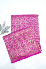 Fuschia Pink Brocade Crepe  Handwoven Banarasi Saree