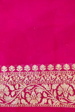 Magenta Pink Jaal Crepe  Handwoven Banarasi Saree