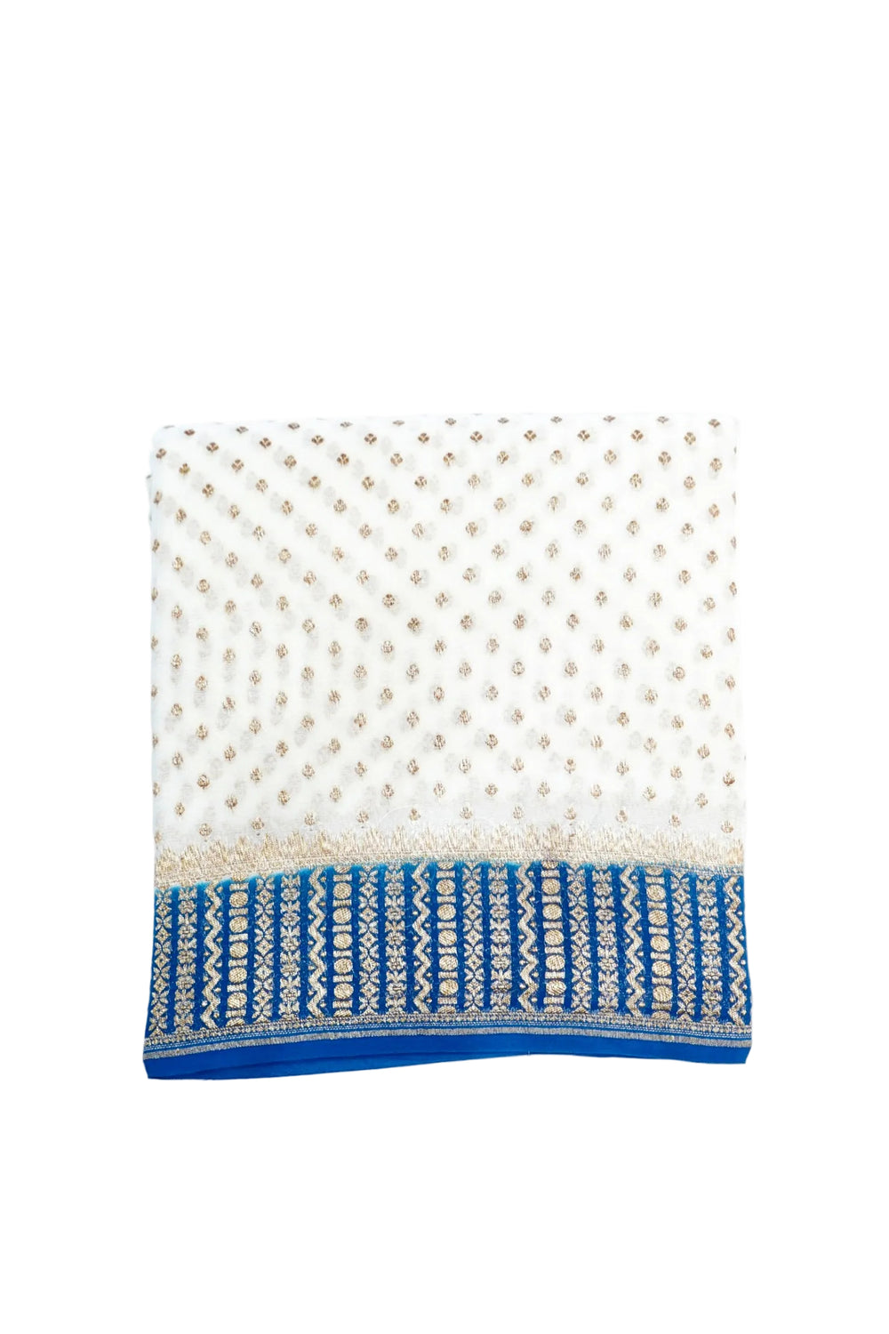 Snow White Booti Crepe  Handwoven Banarasi Saree