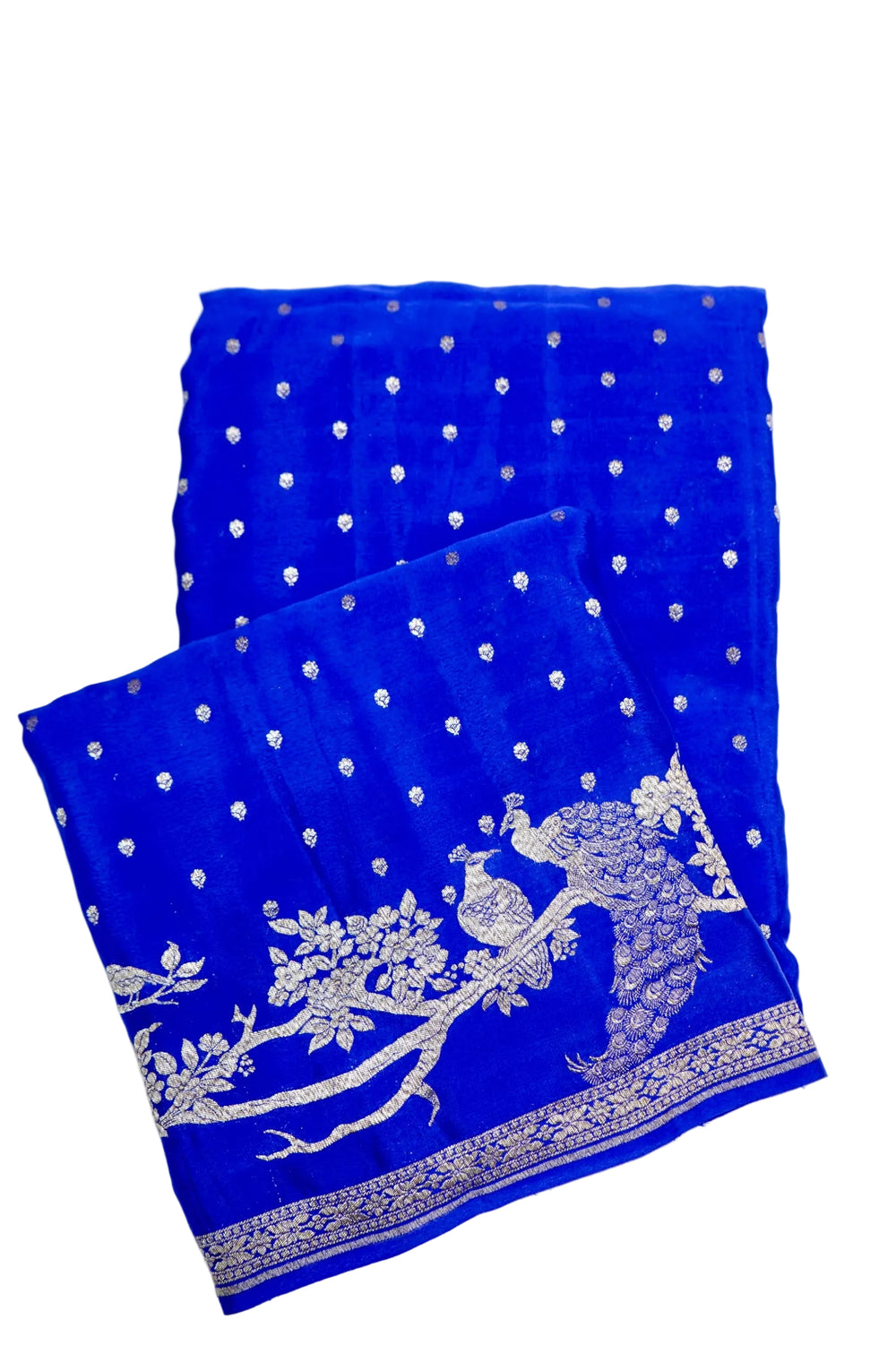 Pulse Blue Booti Crepe  Handwoven Banarasi Saree