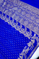 Pulse Blue Booti Crepe  Handwoven Banarasi Saree