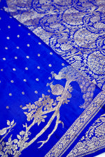 Pulse Blue Booti Crepe  Handwoven Banarasi Saree