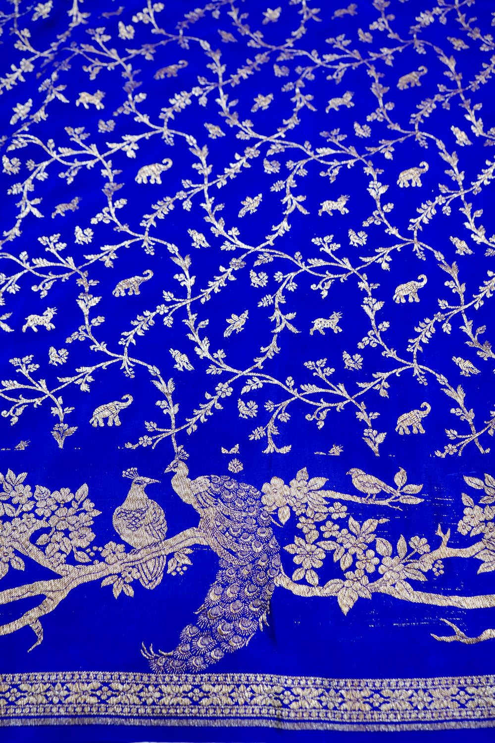Pulse Blue Booti Crepe  Handwoven Banarasi Saree