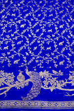 Pulse Blue Booti Crepe  Handwoven Banarasi Saree