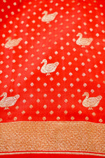 Saffron Orange Booti Crepe  Handwoven Banarasi Saree