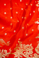 Saffron Orange Booti Crepe  Handwoven Banarasi Saree