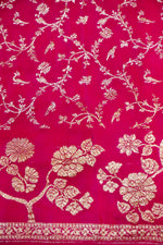 Magenta Pink Booti Crepe  Handwoven Banarasi Saree