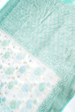 Mint Green Jangla Georgette Khaddi Handwoven Banarasi Saree