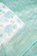 Mint Green Jangla Georgette Khaddi Handwoven Banarasi Saree