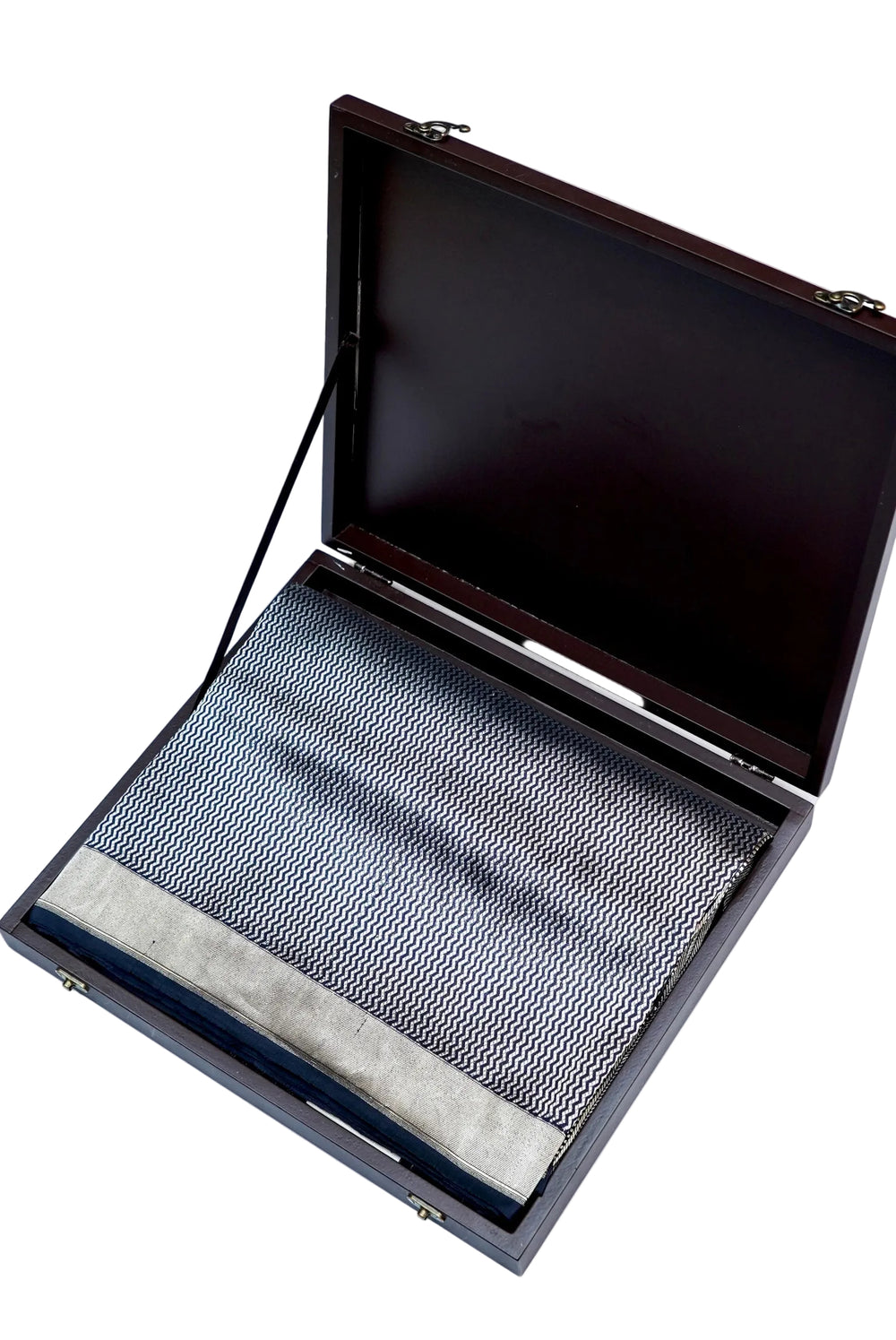 Navy Blue Stripe Katan Silk Handwoven Banarasi Saree