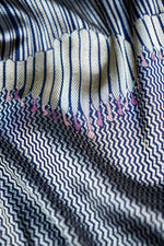 Navy Blue Stripe Katan Silk Handwoven Banarasi Saree