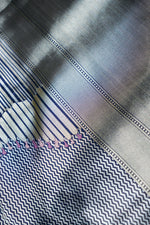 Navy Blue Stripe Katan Silk Handwoven Banarasi Saree