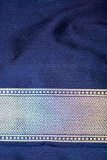 Navy Blue Stripe Katan Silk Handwoven Banarasi Saree