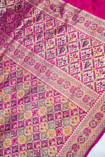Fuschia Pink Patola Katan Silk Handwoven Banarasi Saree