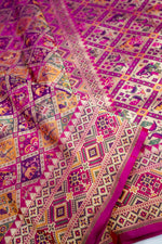 Fuschia Pink Patola Katan Silk Handwoven Banarasi Saree