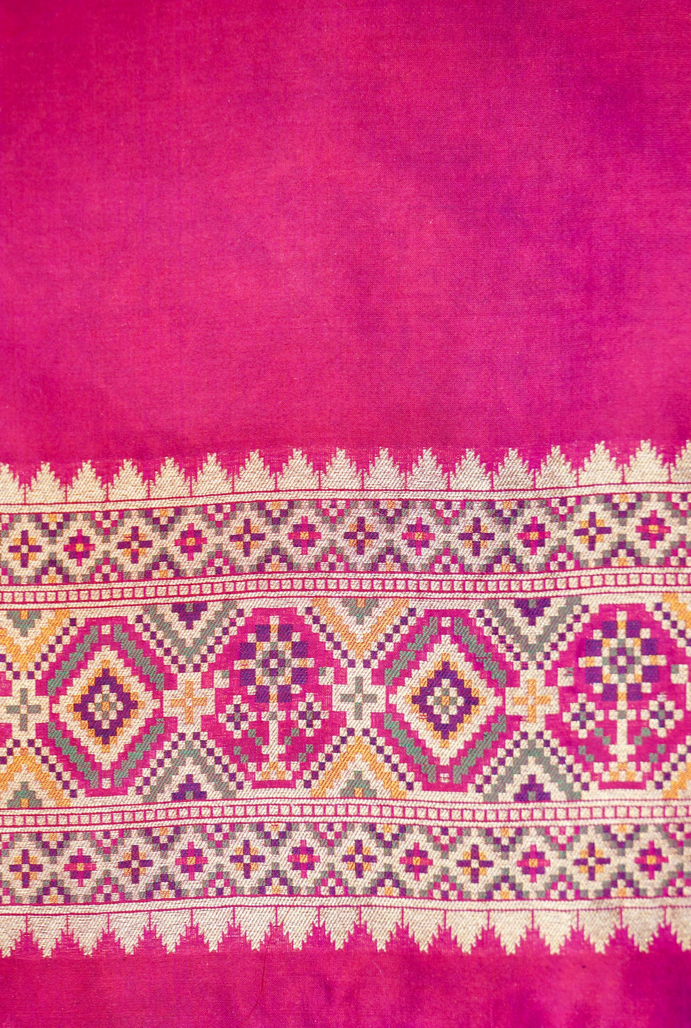 Fuschia Pink Patola Katan Silk Handwoven Banarasi Saree