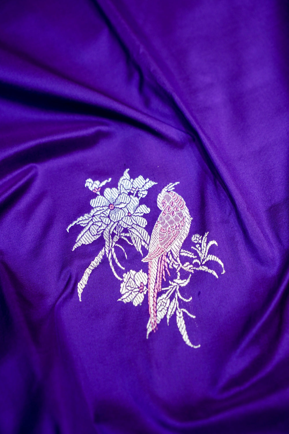 Orchid Purple Motif Katan Silk Handwoven Banarasi Saree
