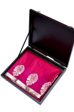 Magenta Pink Motif Mashru Silk  Handwoven Banarasi Saree