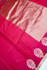 Magenta Pink Motif Mashru Silk  Handwoven Banarasi Saree