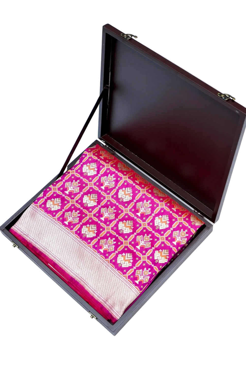 Fuschia Pink Patola Katan Silk Handwoven Banarasi Saree