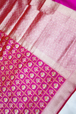 Fuschia Pink Patola Katan Silk Handwoven Banarasi Saree