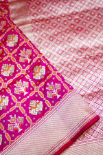 Fuschia Pink Patola Katan Silk Handwoven Banarasi Saree