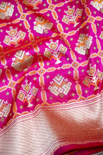 Fuschia Pink Patola Katan Silk Handwoven Banarasi Saree