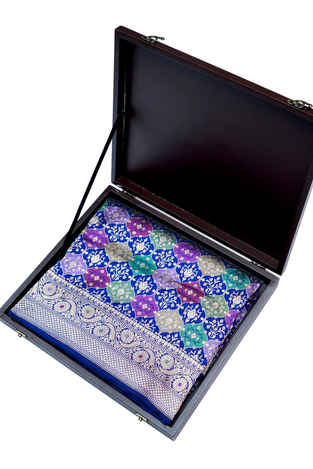 Lapis Blue Rangkat Katan Silk Handwoven Banarasi Saree