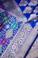 Lapis Blue Rangkat Katan Silk Handwoven Banarasi Saree