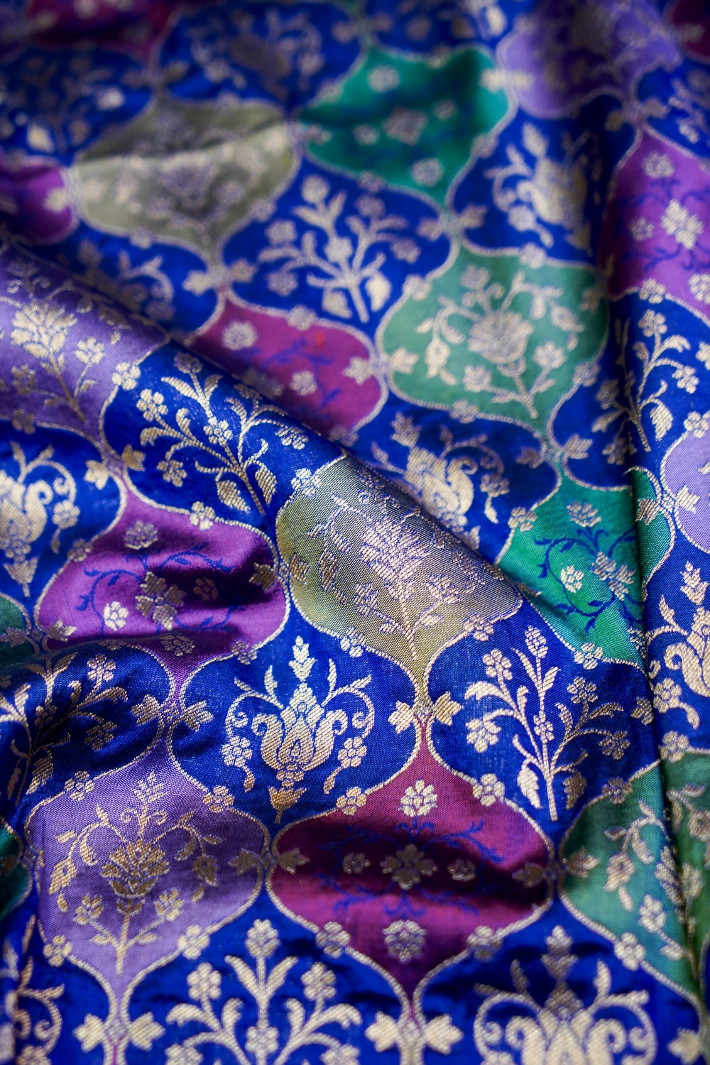 Lapis Blue Rangkat Katan Silk Handwoven Banarasi Saree
