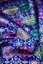 Lapis Blue Rangkat Katan Silk Handwoven Banarasi Saree