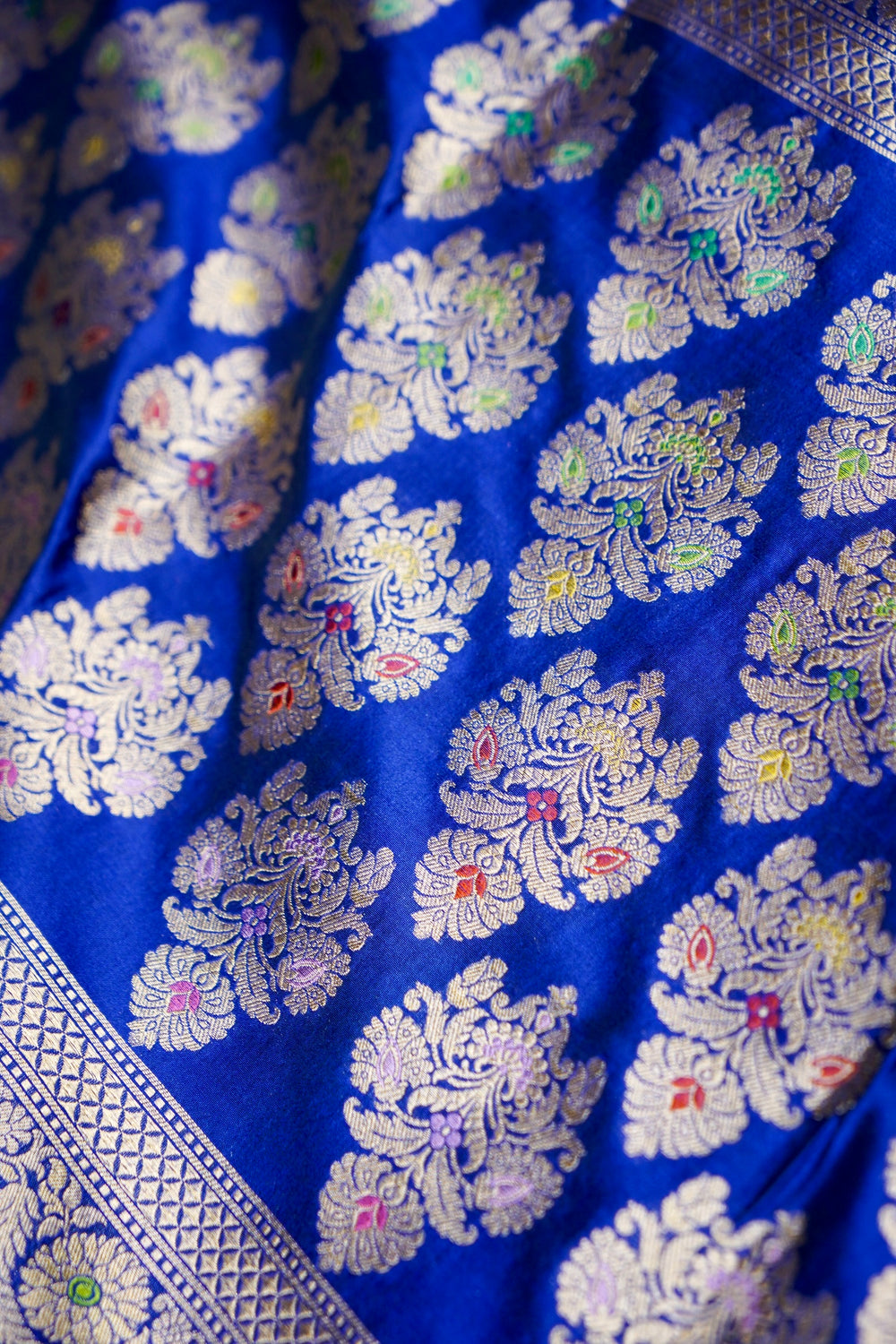 Lapis Blue Rangkat Katan Silk Handwoven Banarasi Saree
