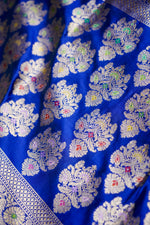 Lapis Blue Rangkat Katan Silk Handwoven Banarasi Saree