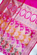 Rose Red Rangkat Katan Silk Handwoven Banarasi Saree