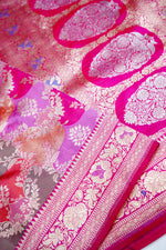 Rose Red Rangkat Katan Silk Handwoven Banarasi Saree