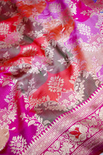 Rose Red Rangkat Katan Silk Handwoven Banarasi Saree