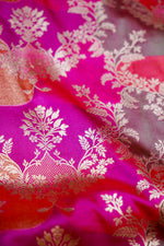 Rose Red Rangkat Katan Silk Handwoven Banarasi Saree
