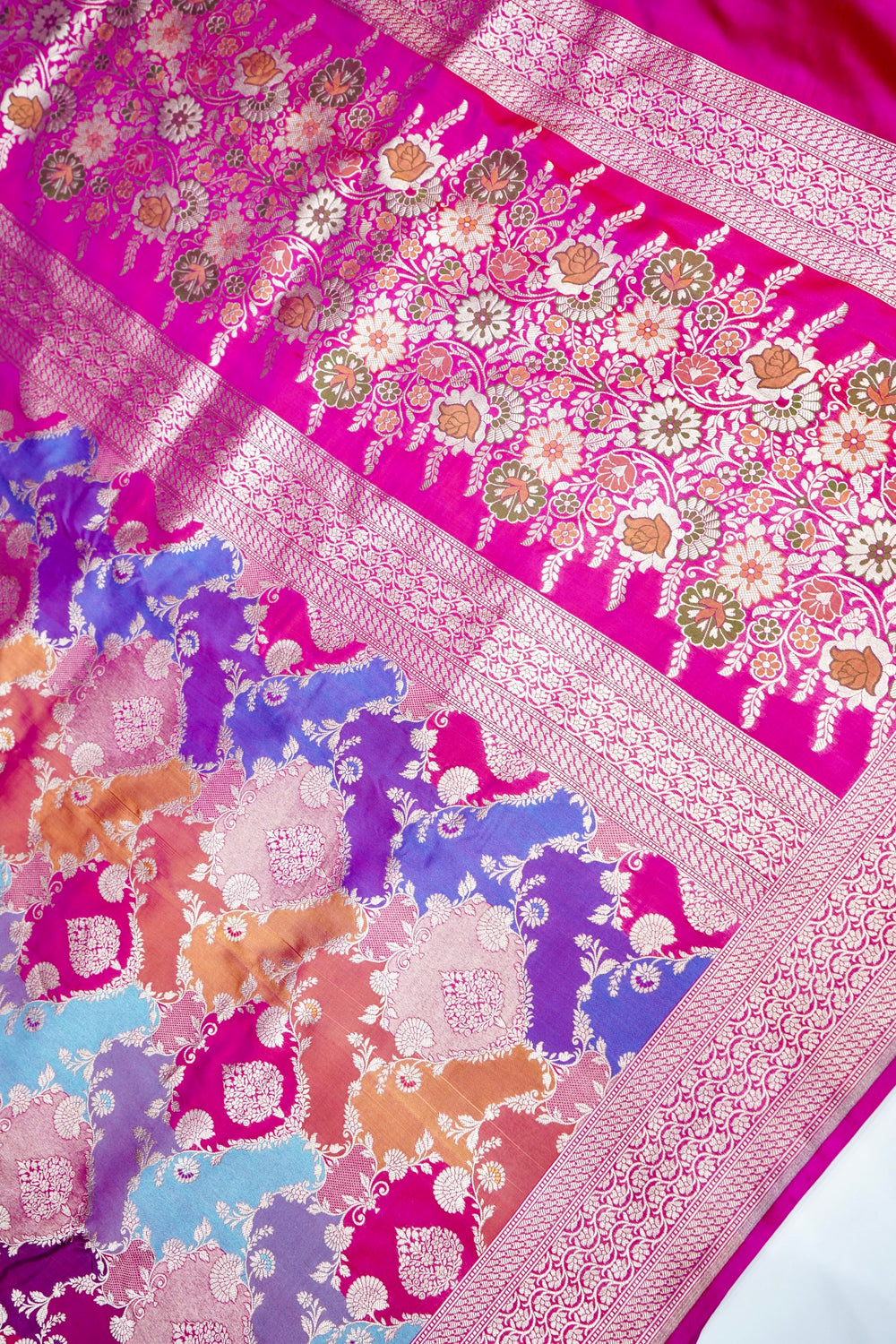 Rose Red Rangkat Katan Silk Handwoven Banarasi Saree
