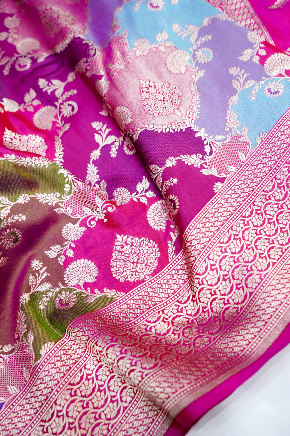 Rose Red Rangkat Katan Silk Handwoven Banarasi Saree