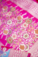 Fuschia Pink Rangkat Katan Silk Handwoven Banarasi Saree