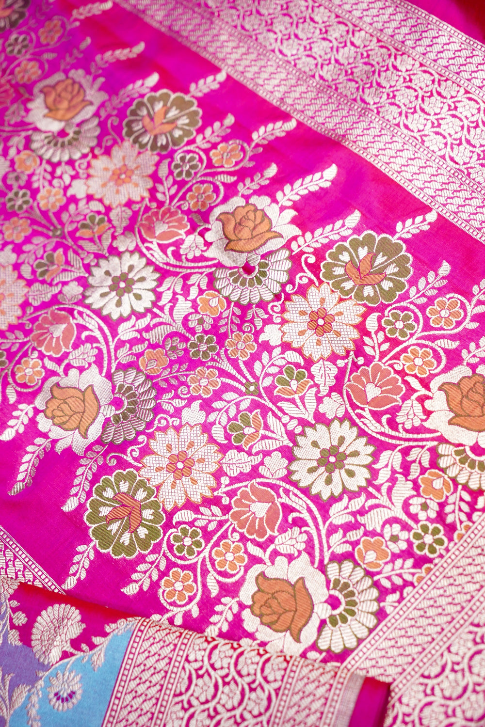 Rose Red Rangkat Katan Silk Handwoven Banarasi Saree