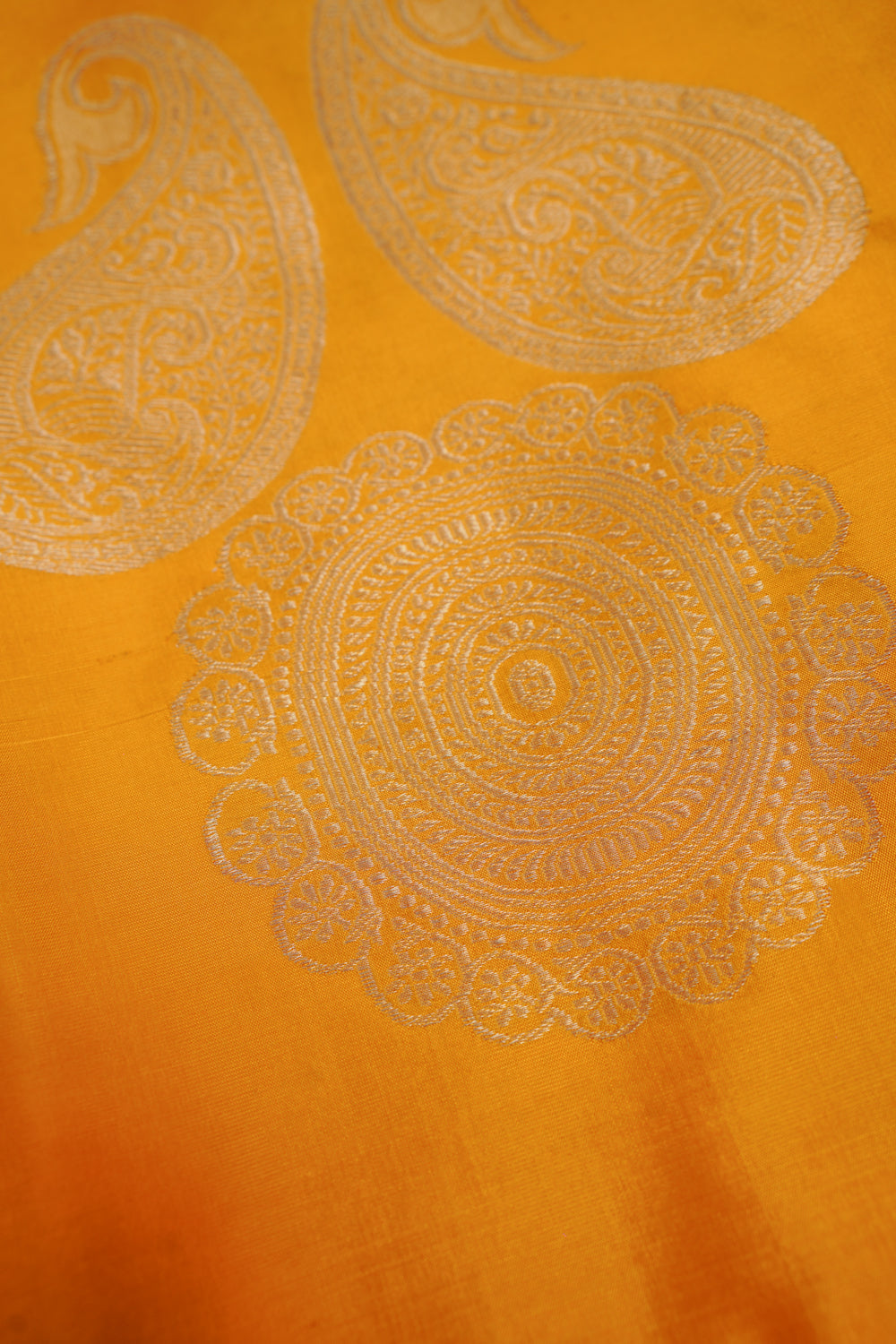 Gold Yellow Motif Katan Silk Co-Ord Set