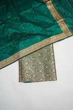 Pine Green Brocade Katan Silk Handwoven Banarasi Suit