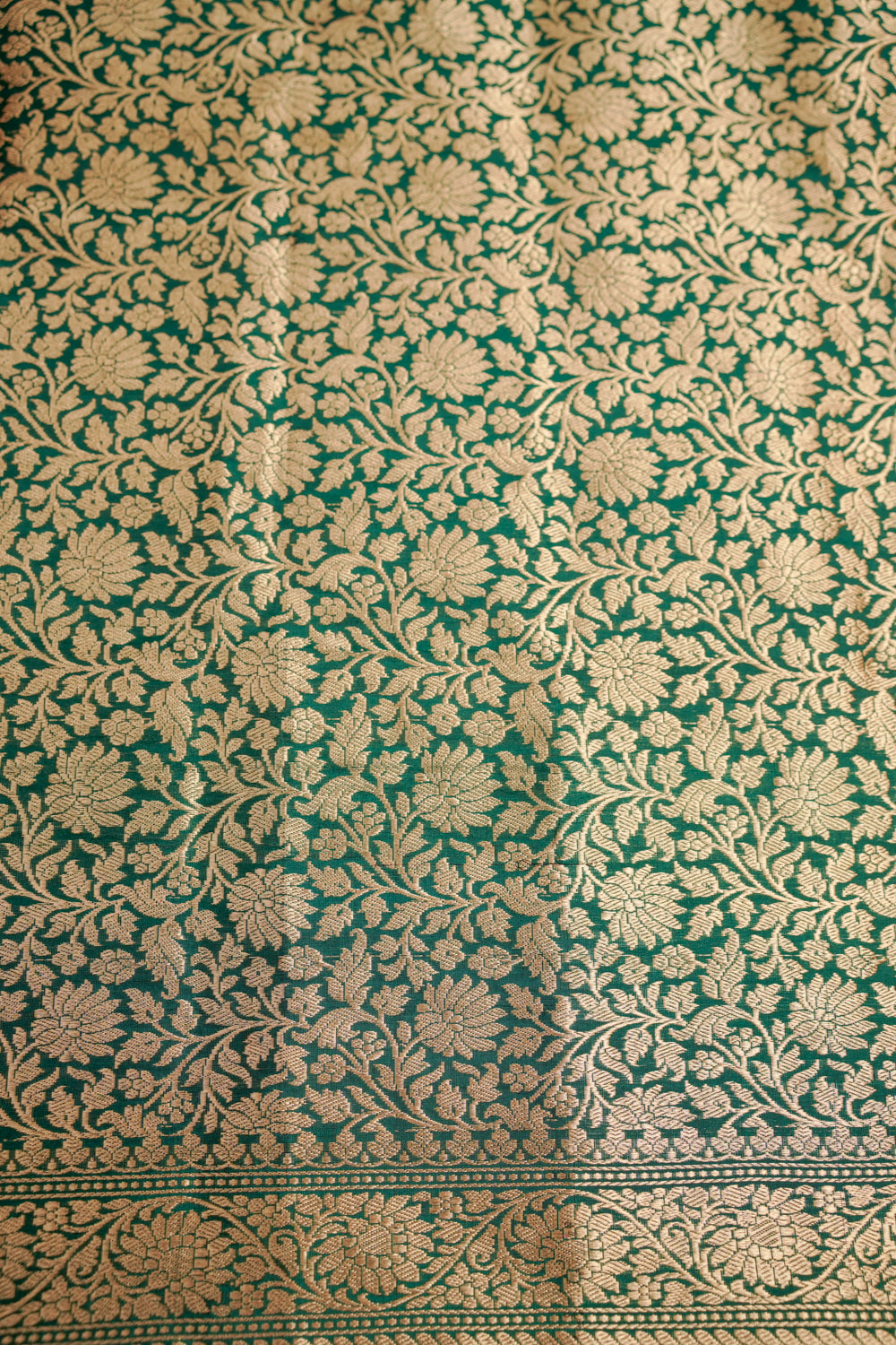 Pine Green Brocade Katan Silk Handwoven Banarasi Suit