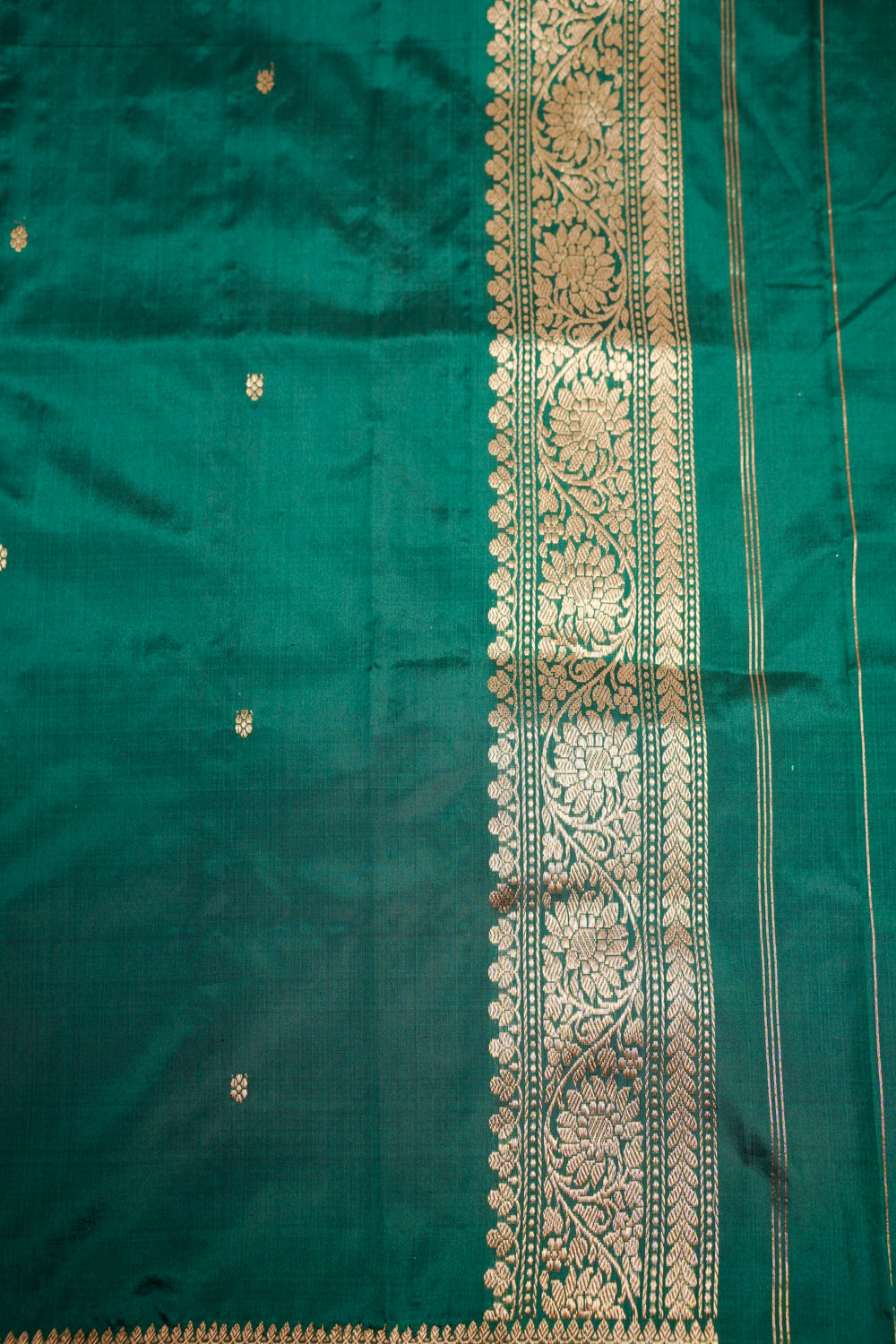 Pine Green Brocade Katan Silk Handwoven Banarasi Suit