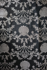 Coal Black Jaal Katan Silk Handwoven Banarasi Co-ord Set