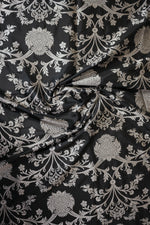 Coal Black Jaal Katan Silk Handwoven Banarasi Co-ord Set