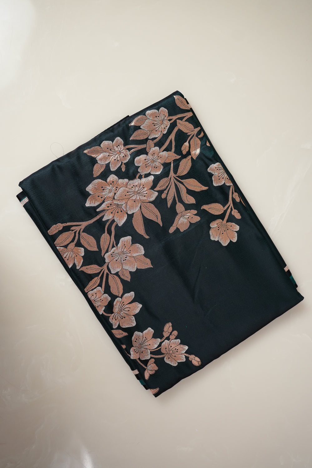 Dark Green Floral katan Silk Handwoven Banarasi Co-ord Set