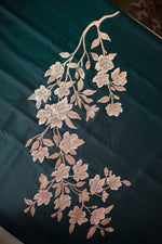 Dark Green Floral katan Silk Handwoven Banarasi Co-ord Set