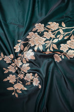 Dark Green Floral katan Silk Handwoven Banarasi Co-ord Set